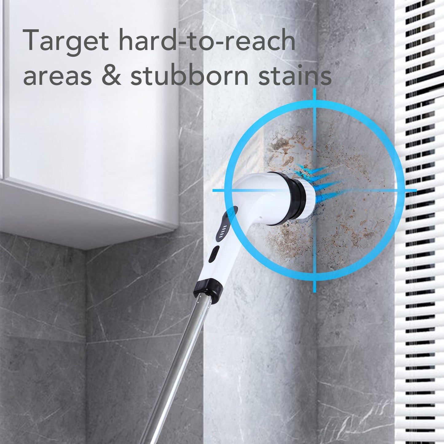 HOM Electric Spin Scrubber - Wireless Electric Cleaning Brush with 9 Brush Heads, 2 Speed Settings (300/400 rpm), 90 mins Continuous Use - For Bathrooms, Windows, Cars